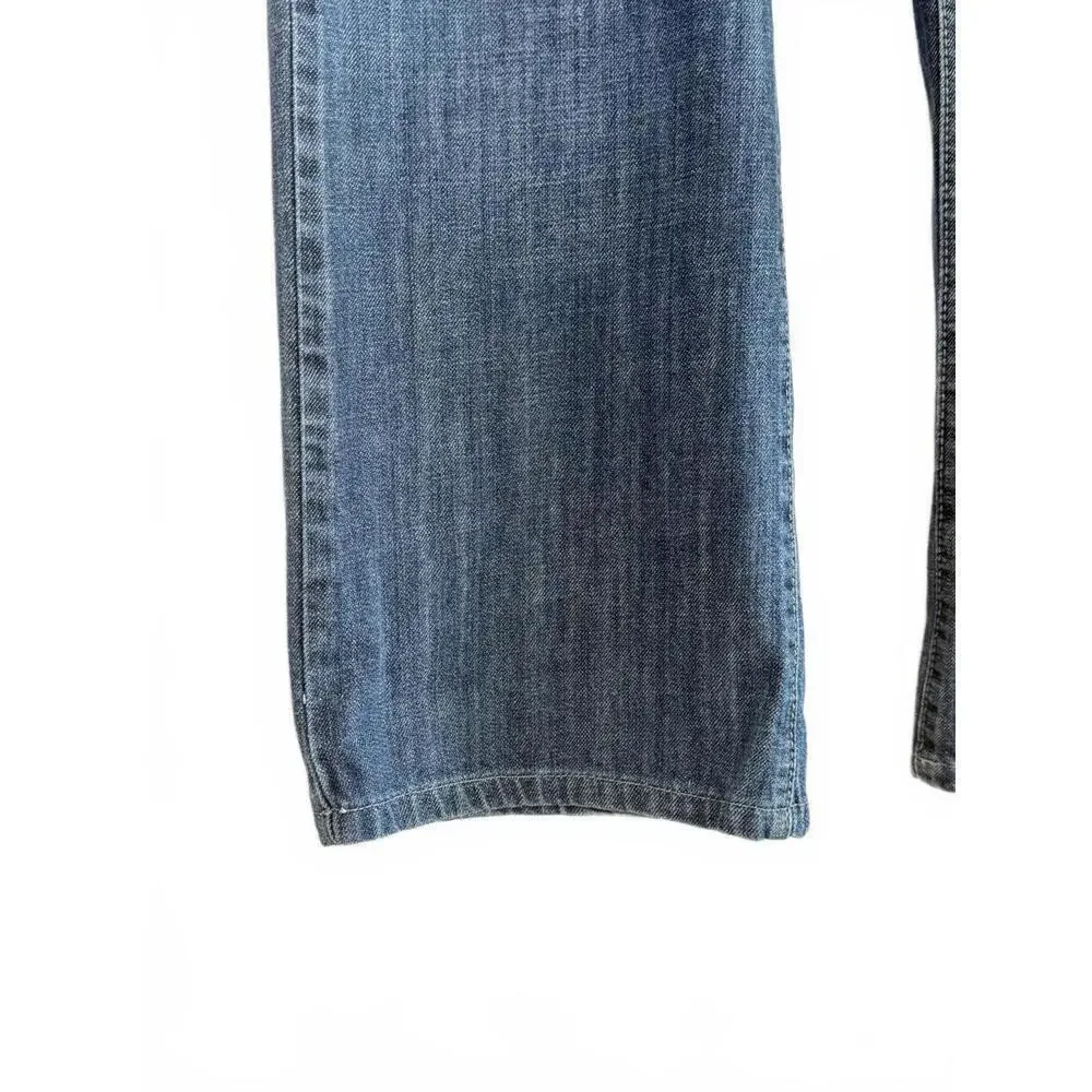Attention Jeans Mens 36x30 Blue Straight Leg Medium Wash Denim Button Flap Back